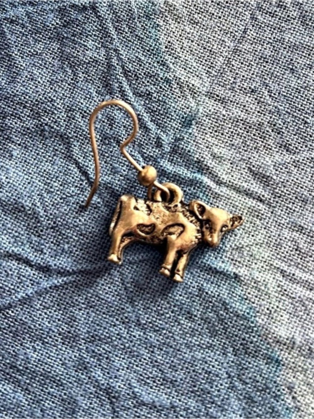 Gold Animal Charm Drop Earring Like New